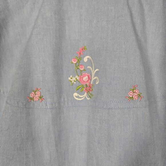 VTG Unique Accents Embroidered Shirt sz M* Blue Button Front Boho Cowgirl - Picture 10 of 15